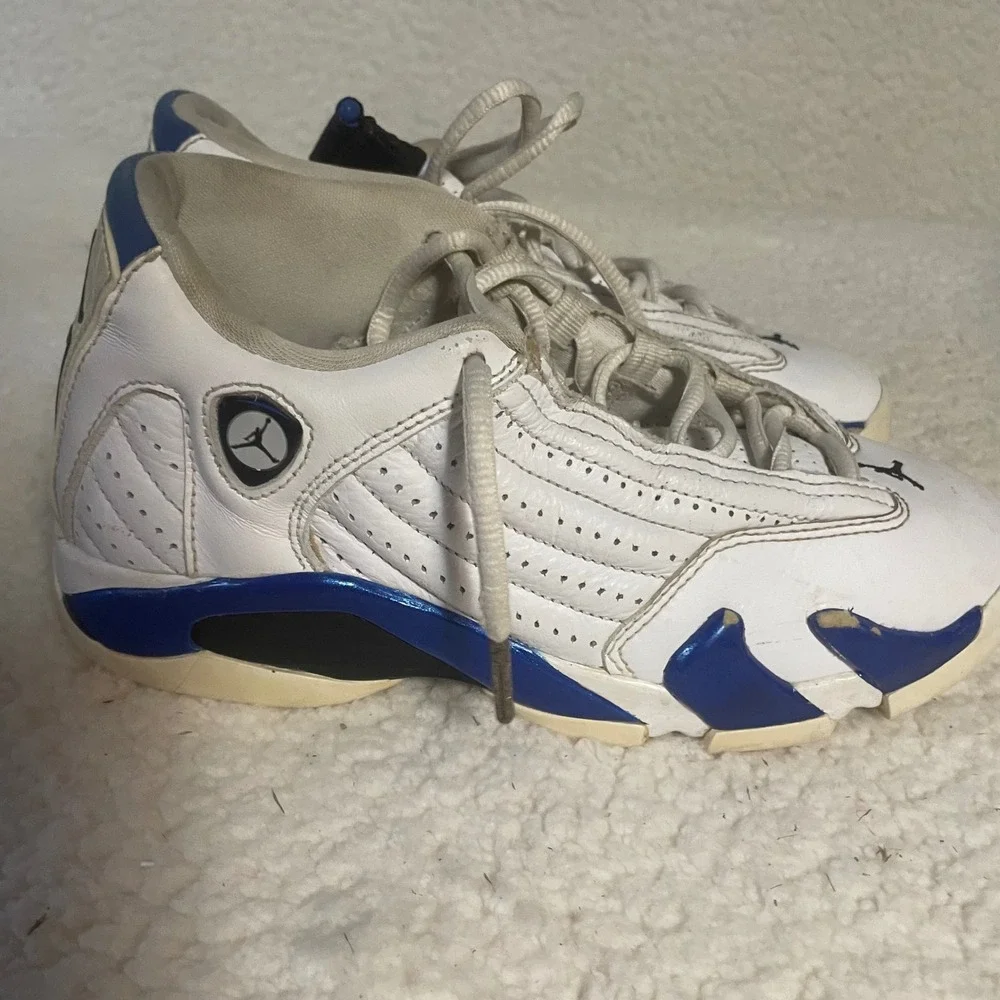 Jordan‎ 14 Retro Low Hyper Royal White Blue Sneakers 487524-104 4Y Womens 5.5